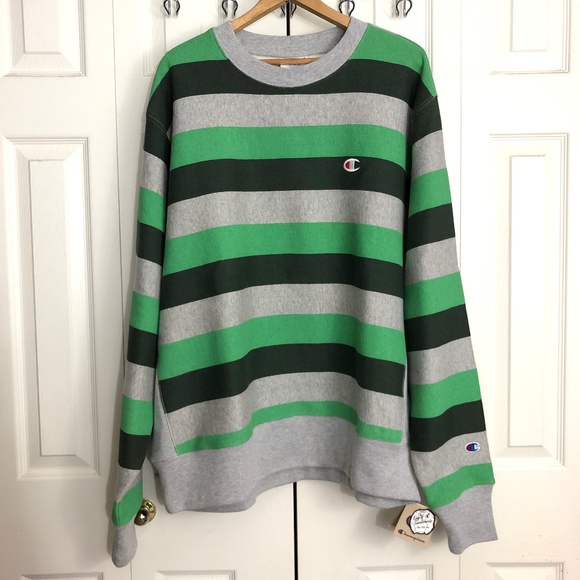 champion oversized striped crew neck sweatshirt